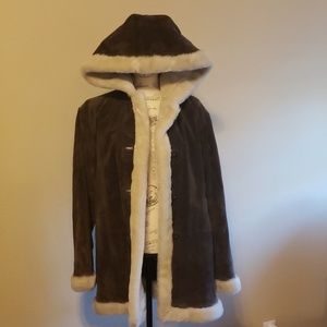 Suede leather brown lined jacket